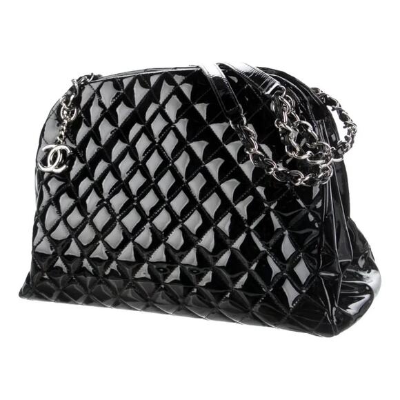 CHANEL Handbags - Chanel Black Quilted Patent Leather XL Just Mademoiselle Pristine